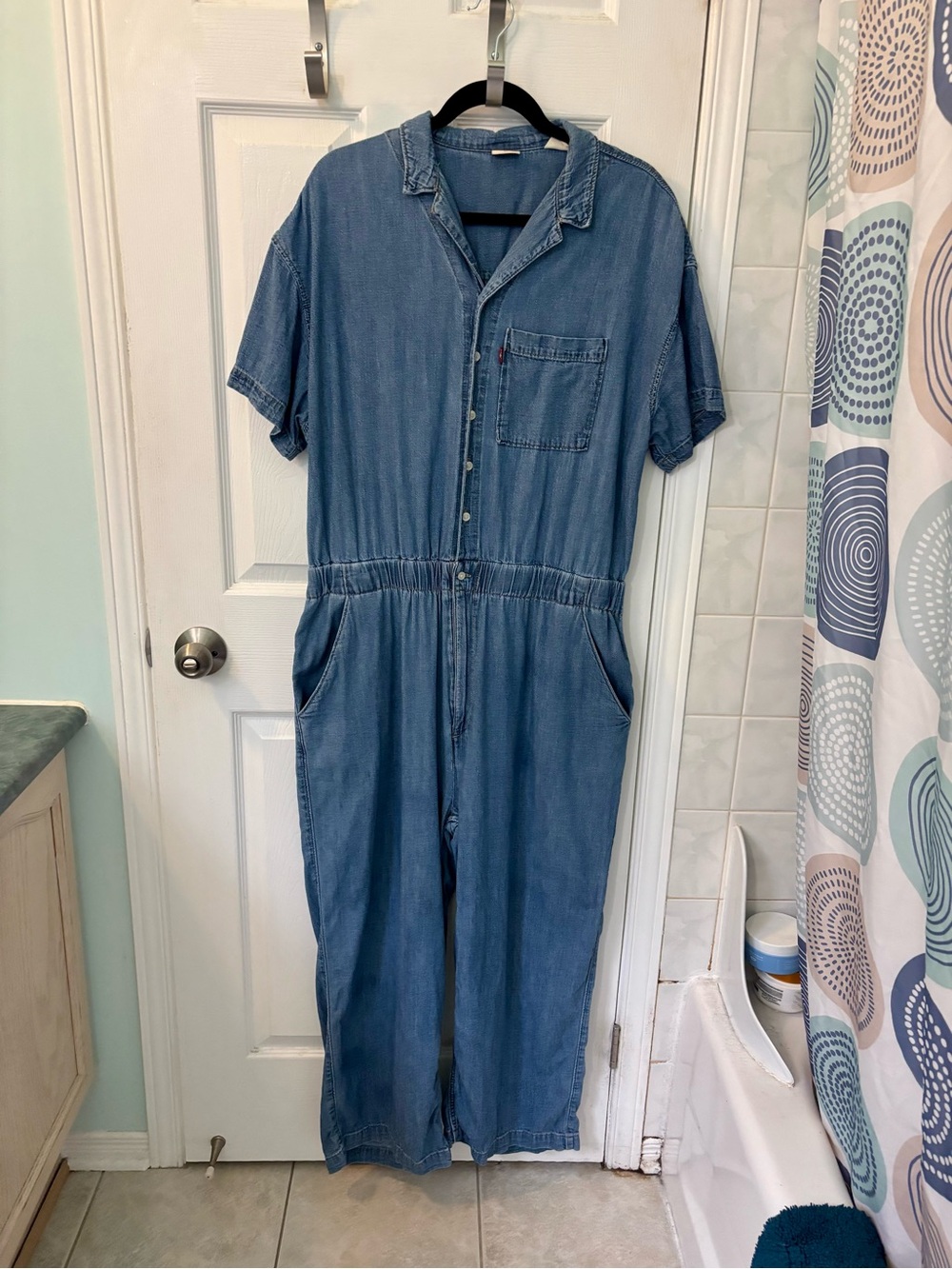 Levi's Blue Denim Short-Sleeve Jumpsuit